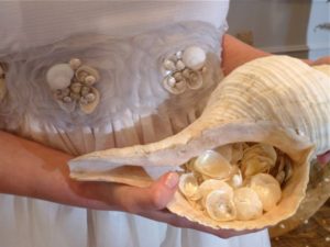 brides maid dress with seashell